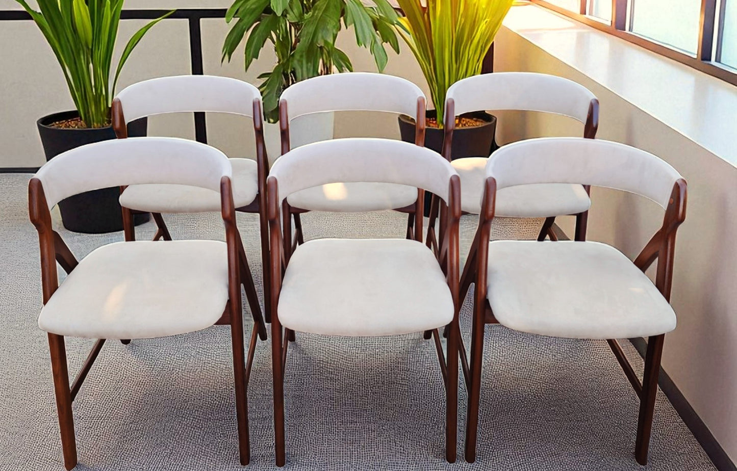 6 REFINISHED Danish Mid Century Modern Teak A -frame Chairs by TH Harlev