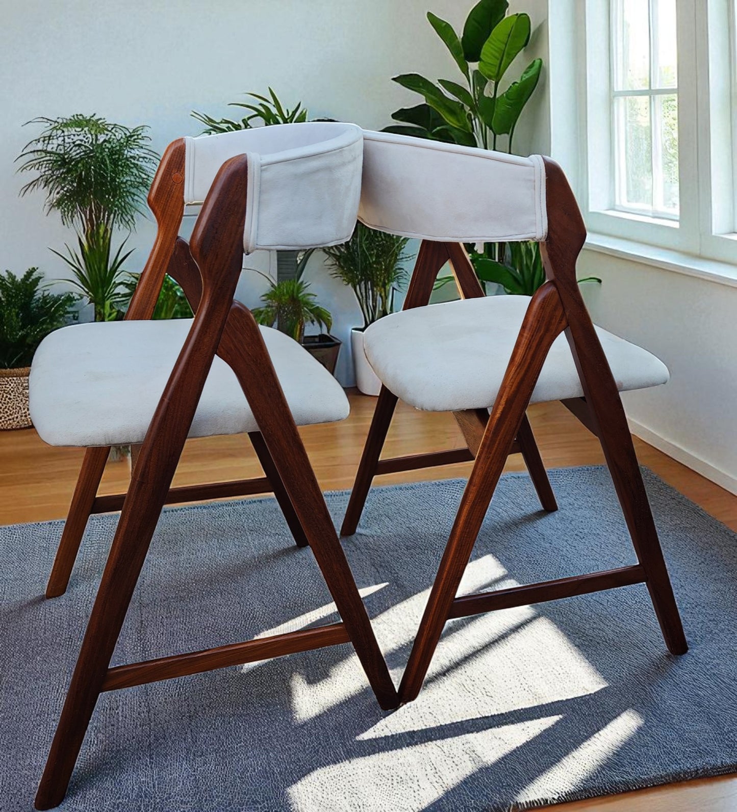 6 REFINISHED Danish Mid Century Modern Teak A -frame Chairs by TH Harlev