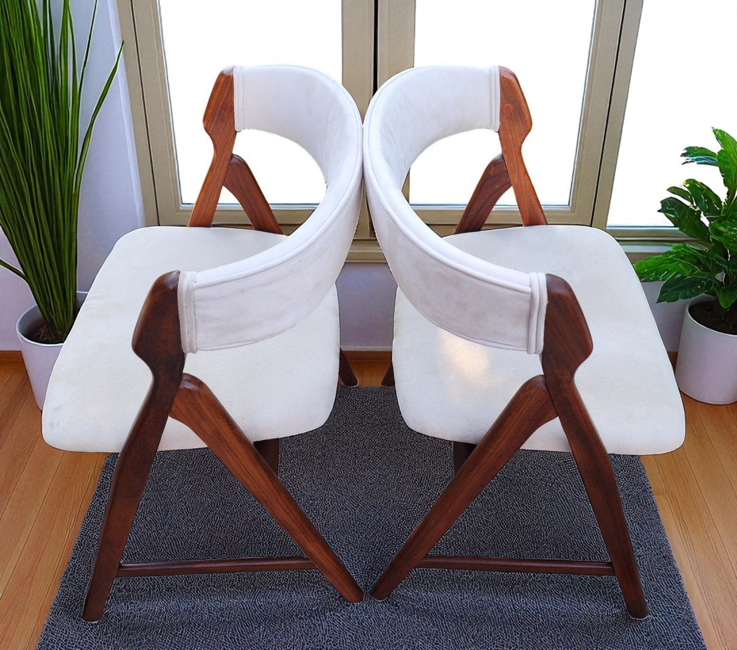 6 REFINISHED Danish Mid Century Modern Teak A -frame Chairs by TH Harlev