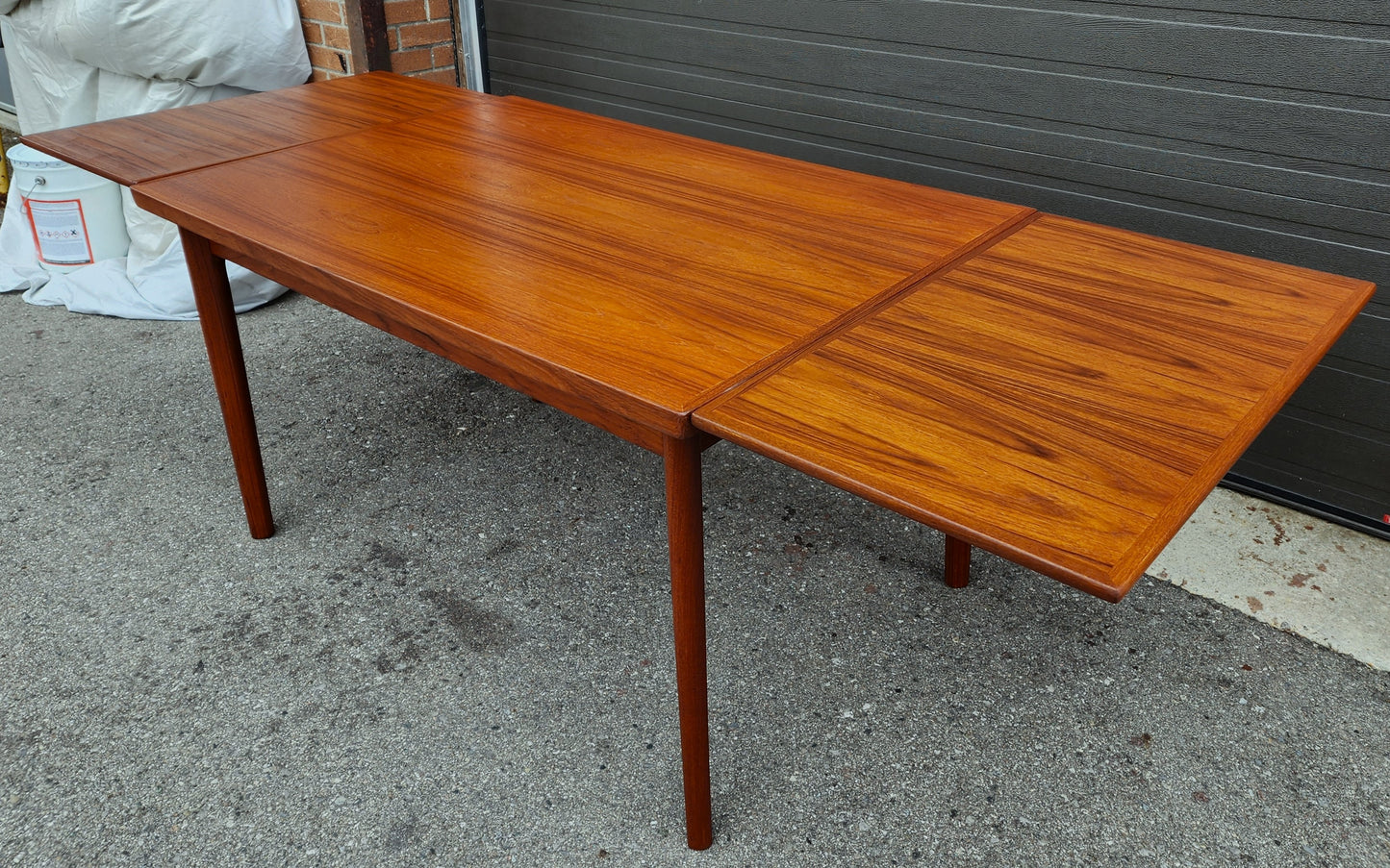 REFINISHED Danish MCM Teak Draw Leaf Table by H. Kjaernulf 51" - 89"