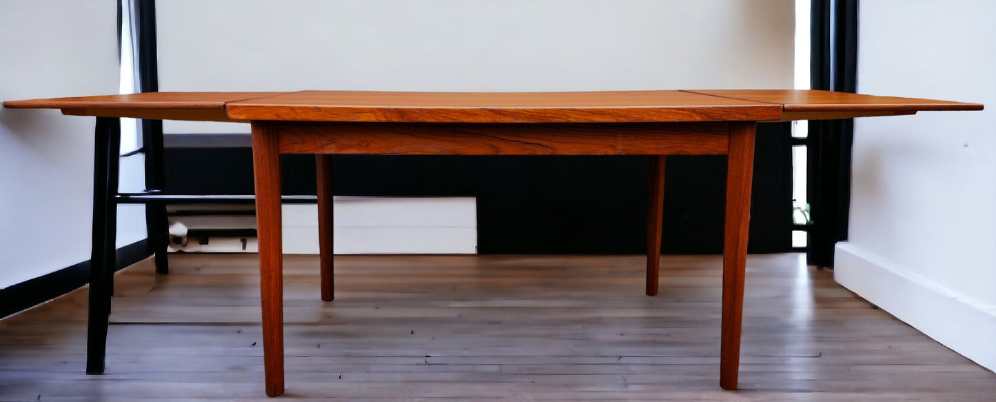 REFINISHED Danish MCM Teak Draw Leaf Table by H. Kjaernulf 51" - 89"