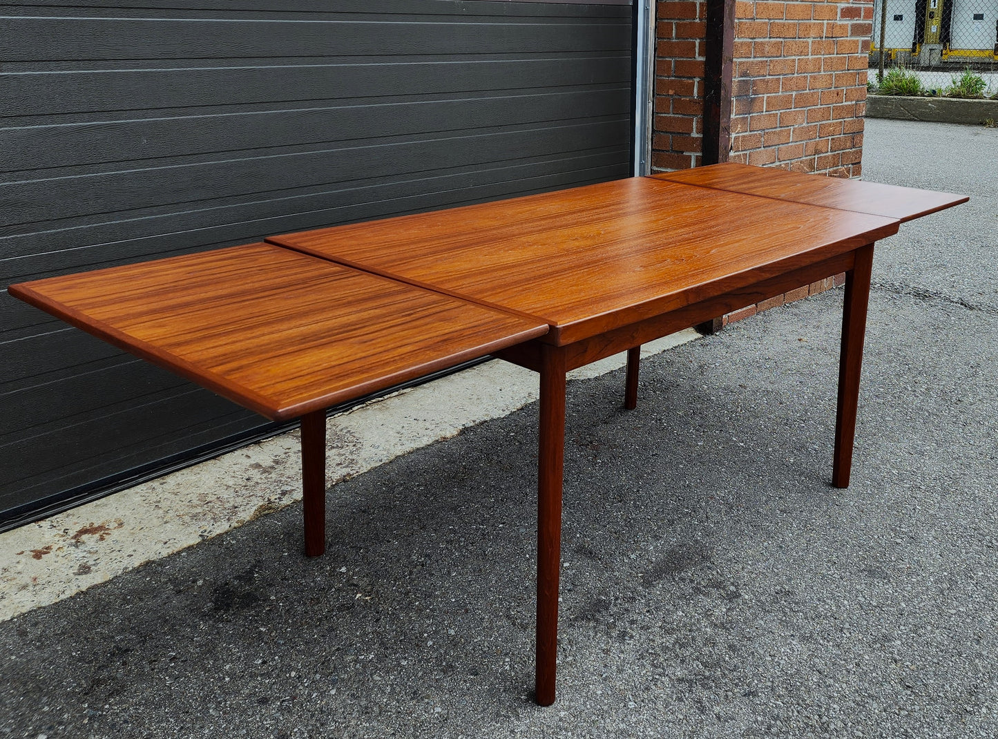 REFINISHED Danish MCM Teak Draw Leaf Table by H. Kjaernulf 51" - 89"