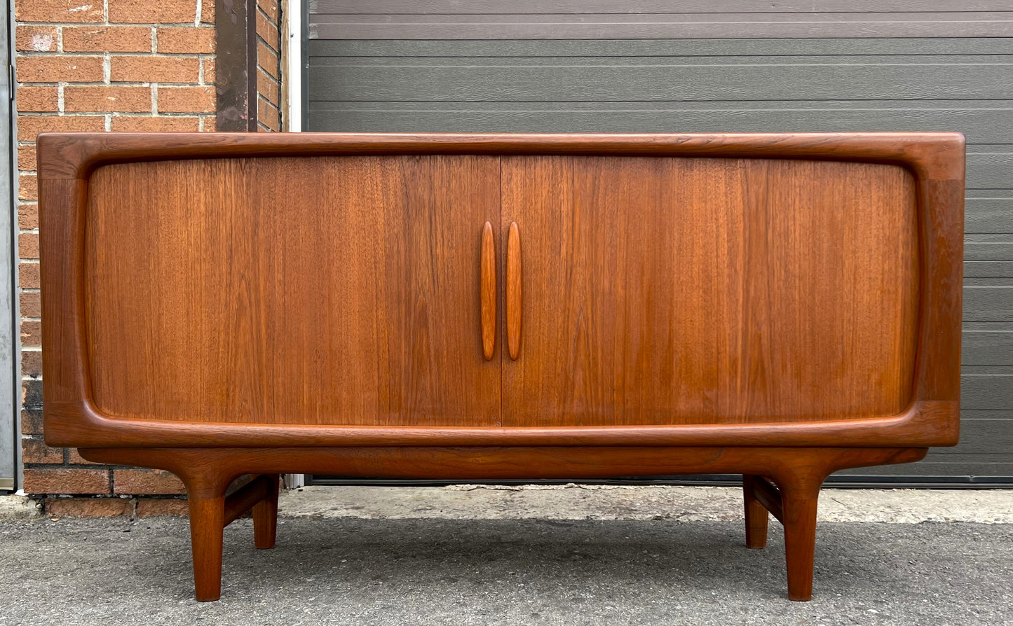 REFINISHED Danish MCM Teak Tambour Sideboard by Johannes Andersen 63"