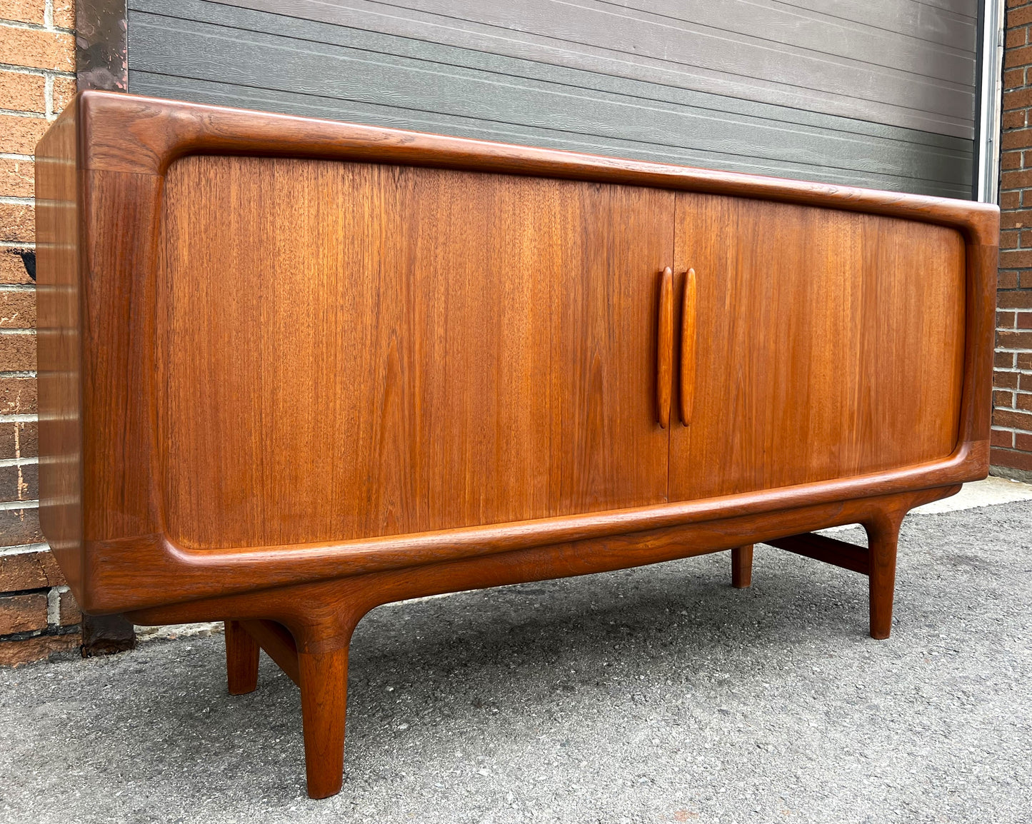 REFINISHED Danish MCM Teak Tambour Sideboard by Johannes Andersen 63"