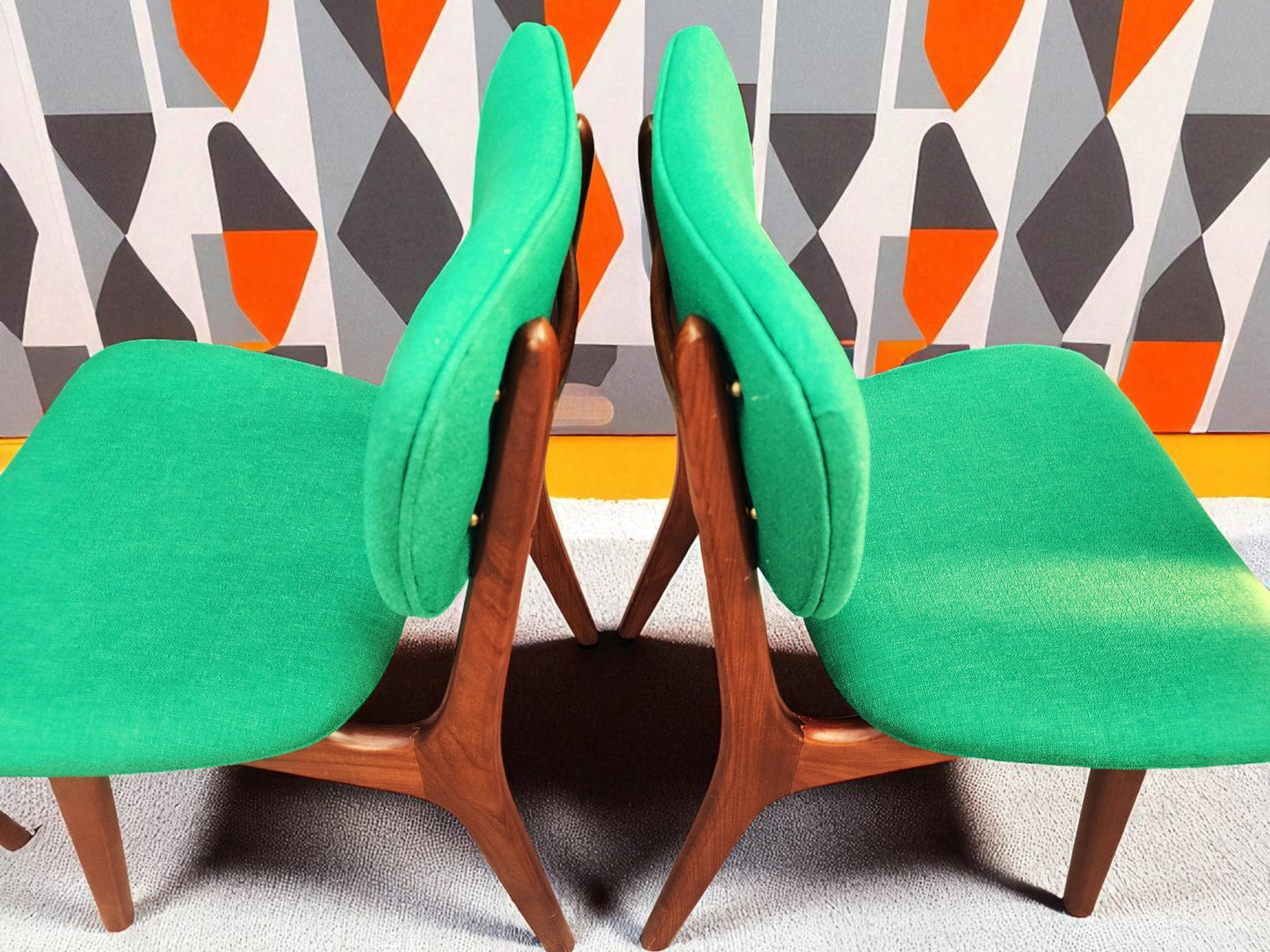 4 REUPHOLSTERED Danish Mid Century Modern Teak Chairs by Arne Hovmand Olsen