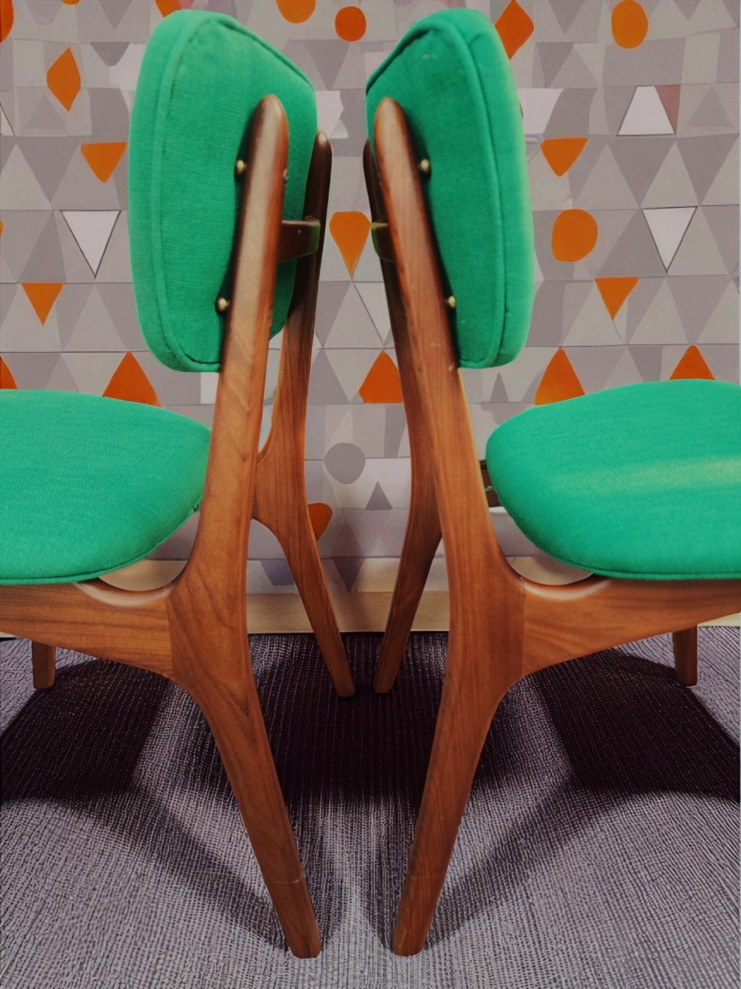 4 REUPHOLSTERED Danish Mid Century Modern Teak Chairs by Arne Hovmand Olsen