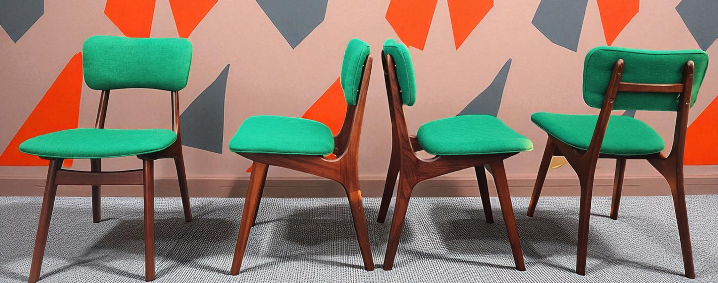 4 REUPHOLSTERED Danish Mid Century Modern Teak Chairs by Arne Hovmand Olsen