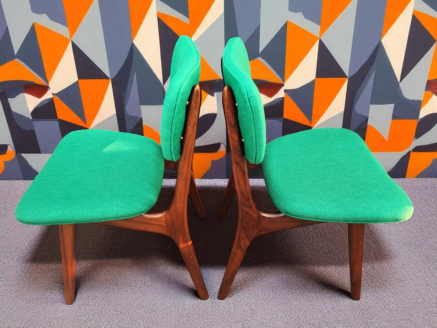 4 REUPHOLSTERED Danish Mid Century Modern Teak Chairs by Arne Hovmand Olsen