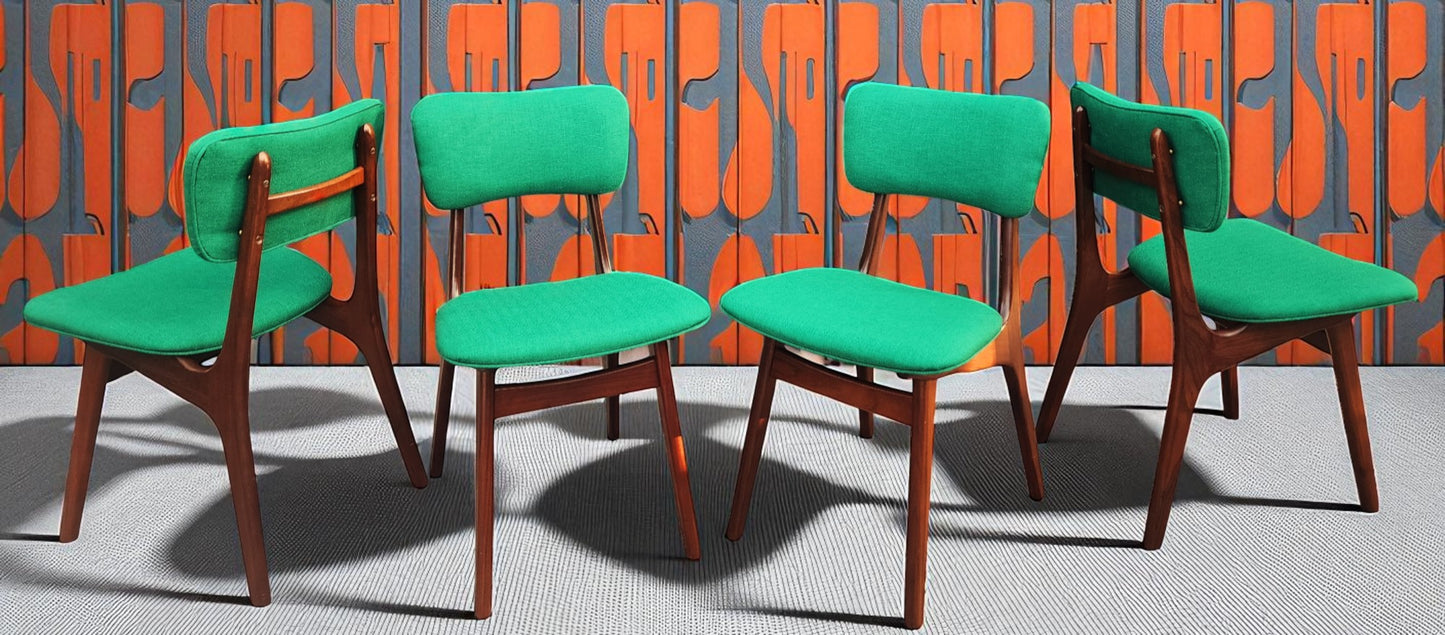 4 REUPHOLSTERED Danish Mid Century Modern Teak Chairs by Arne Hovmand Olsen