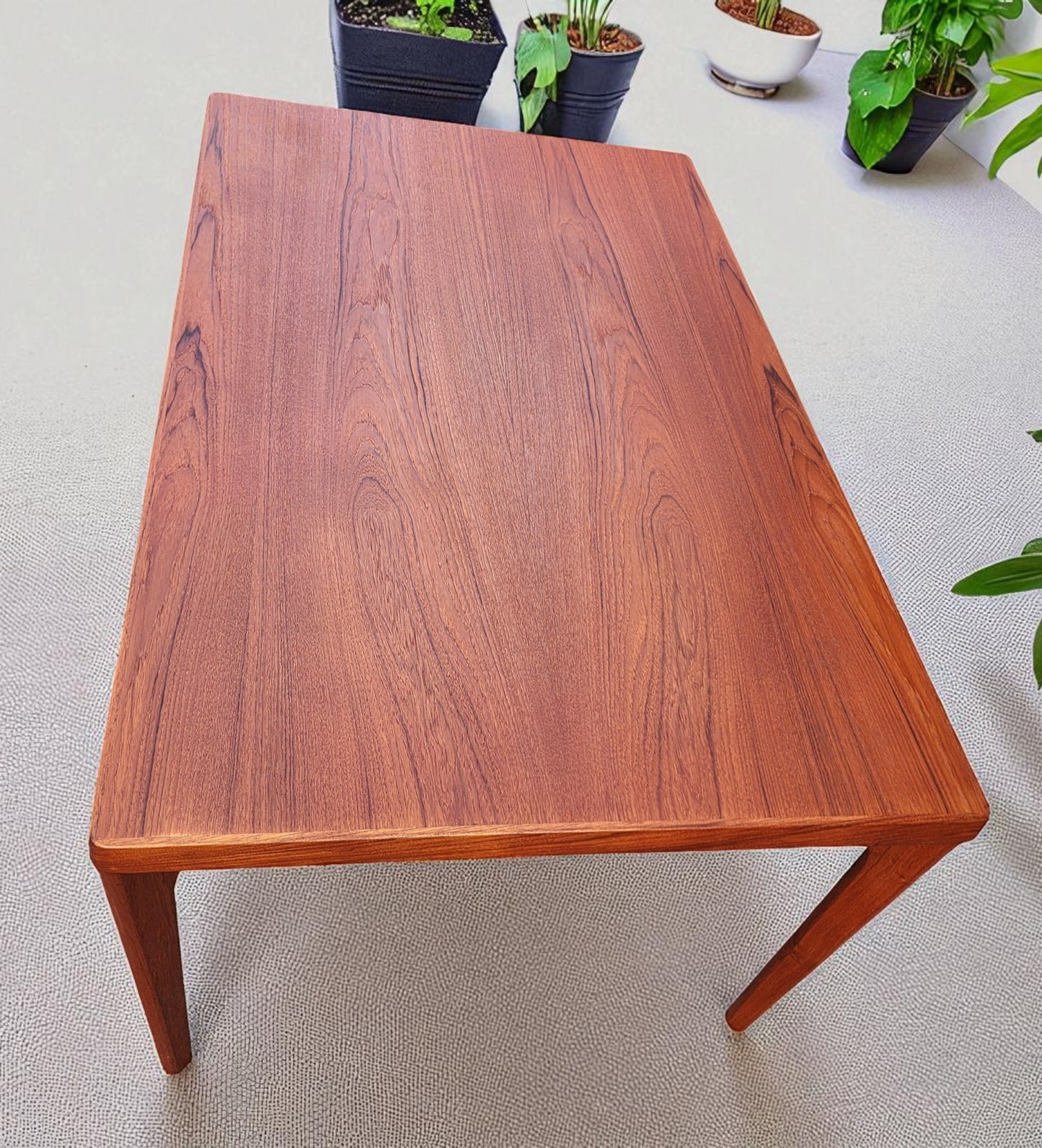 REFINISHED Danish MCM Teak Draw Leaf Table by H. Kjaernulf 55" - 94.5"