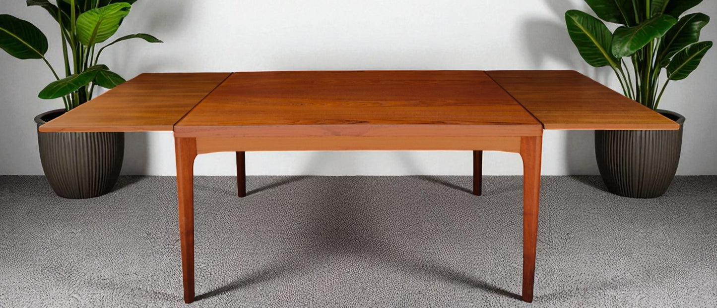 REFINISHED Danish MCM Teak Draw Leaf Table by H. Kjaernulf 55" - 94.5"