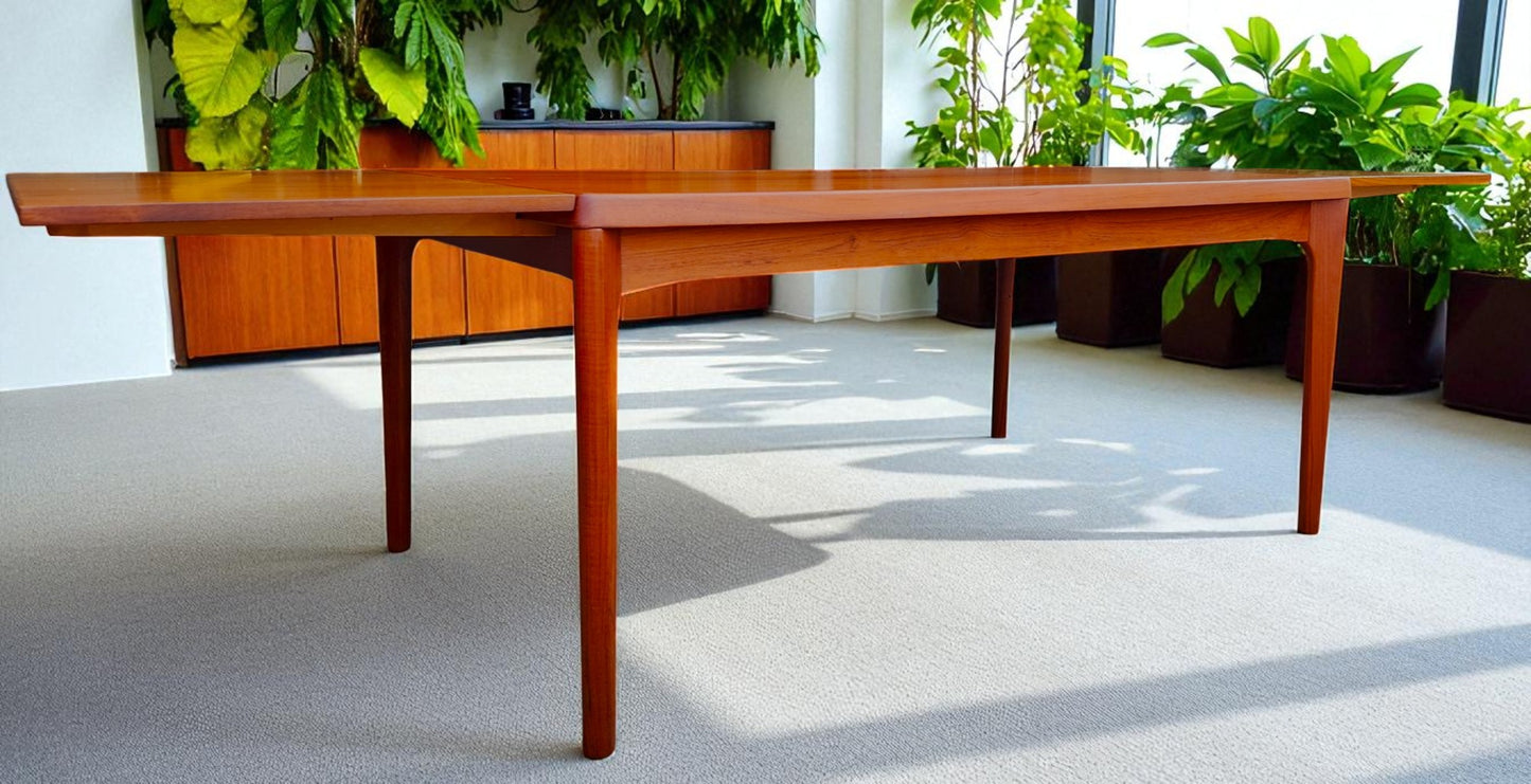 REFINISHED Danish MCM Teak Draw Leaf Table by H. Kjaernulf 65" - 104"