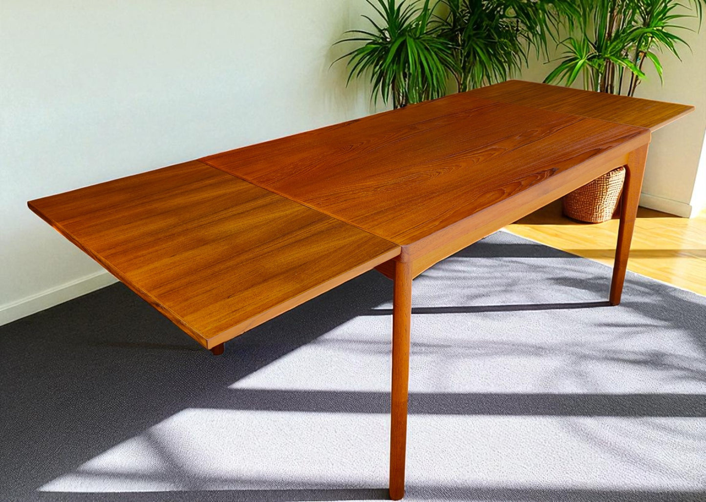 REFINISHED Danish MCM Teak Draw Leaf Table by H. Kjaernulf 55" - 94.5"