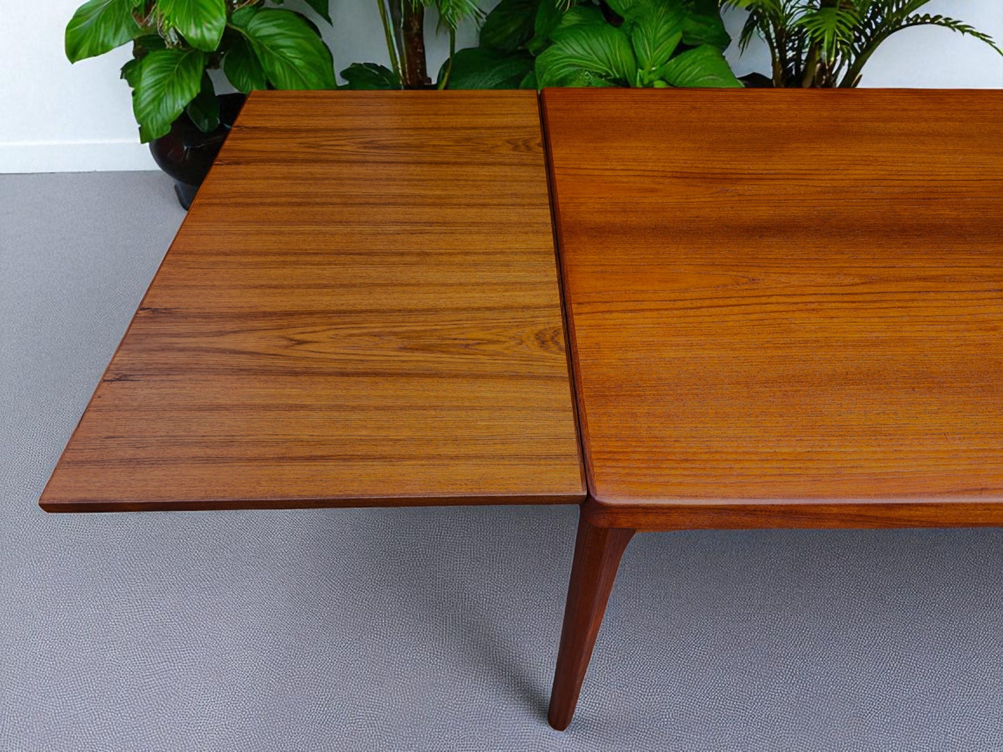 REFINISHED Danish MCM Teak Draw Leaf Table by H. Kjaernulf 65" - 104"