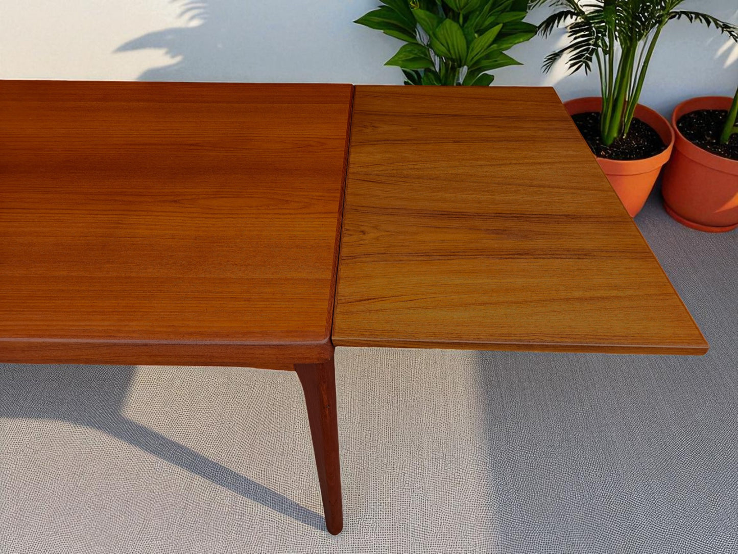 REFINISHED Danish MCM Teak Draw Leaf Table by H. Kjaernulf 65" - 104"