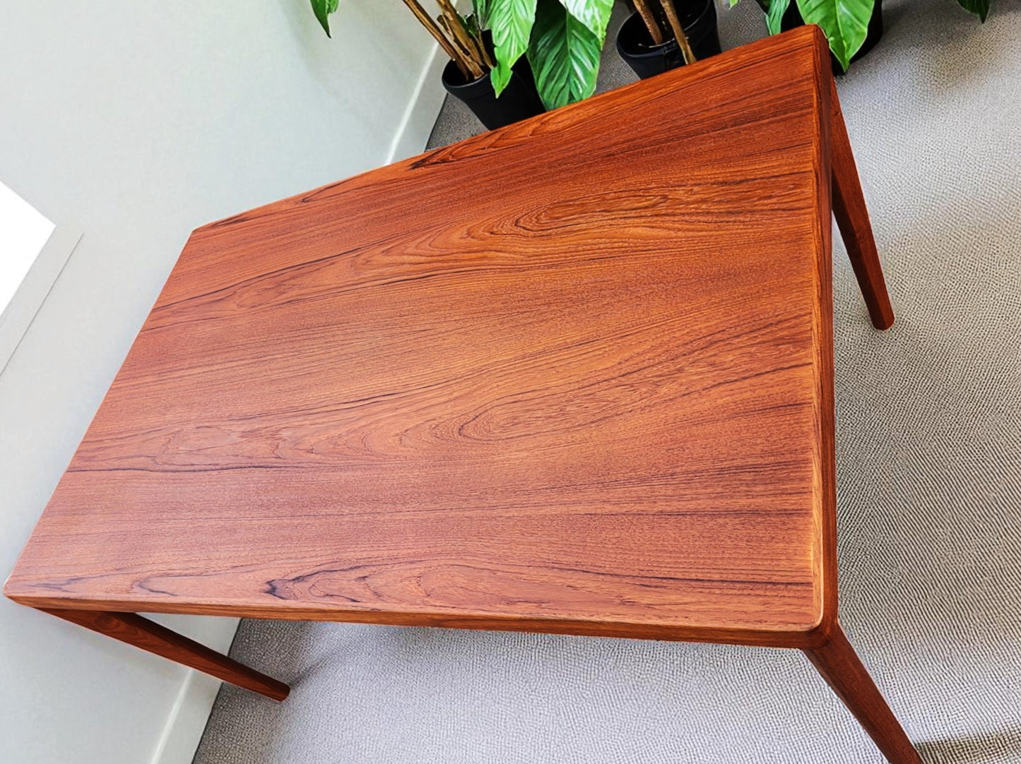 REFINISHED Danish MCM Teak Draw Leaf Table by H. Kjaernulf 55" - 94.5"