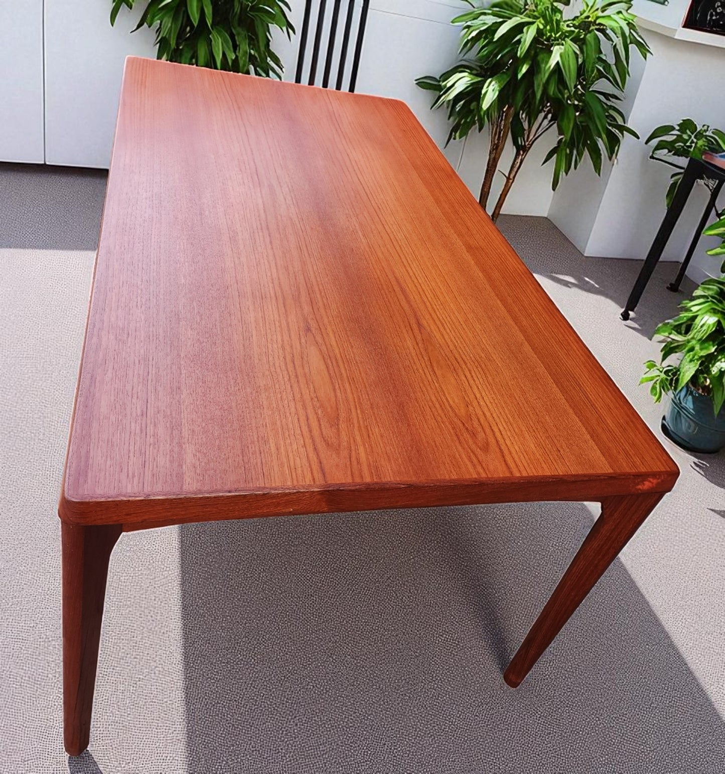 REFINISHED Danish MCM Teak Draw Leaf Table by H. Kjaernulf 65" - 104"