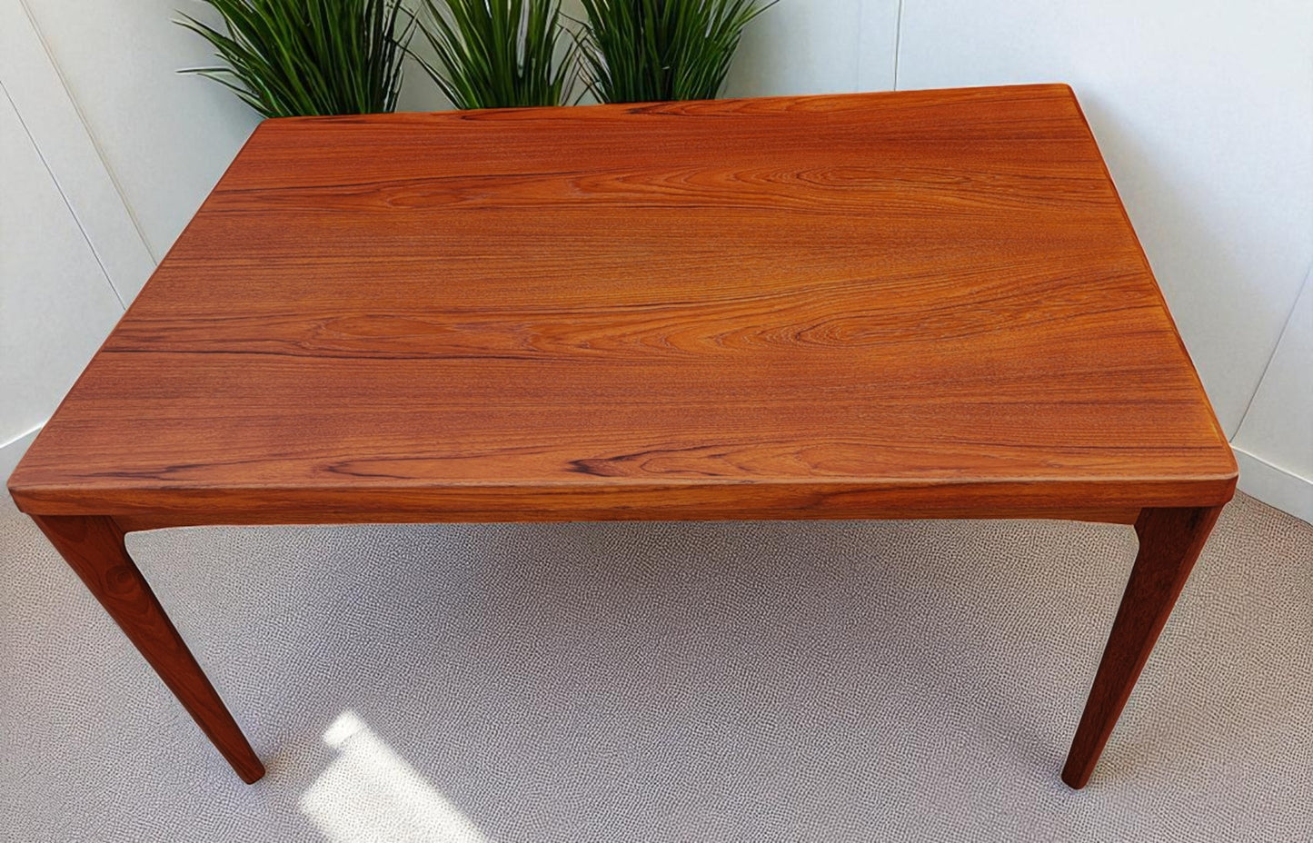 REFINISHED Danish MCM Teak Draw Leaf Table by H. Kjaernulf 55" - 94.5"