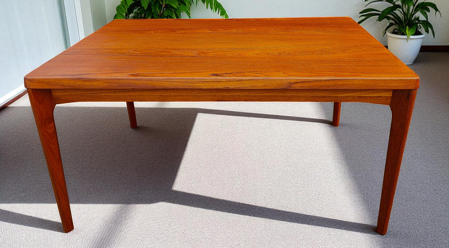 REFINISHED Danish MCM Teak Draw Leaf Table by H. Kjaernulf 55" - 94.5"