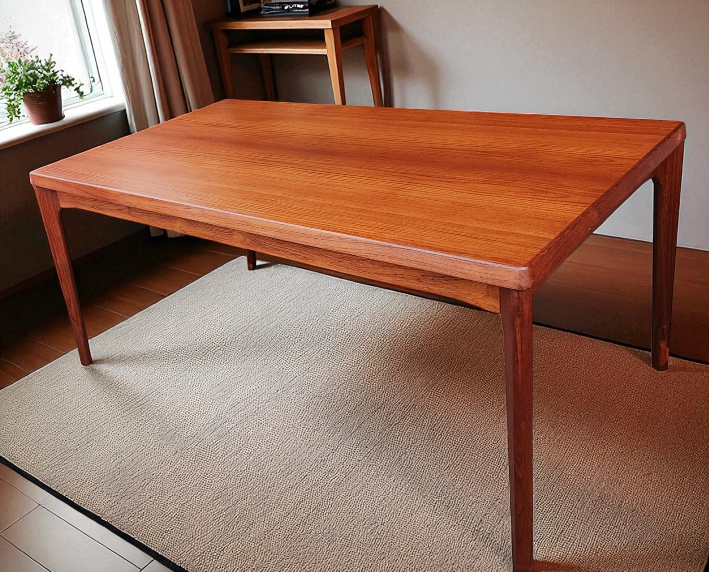 REFINISHED Danish MCM Teak Draw Leaf Table by H. Kjaernulf 65" - 104"