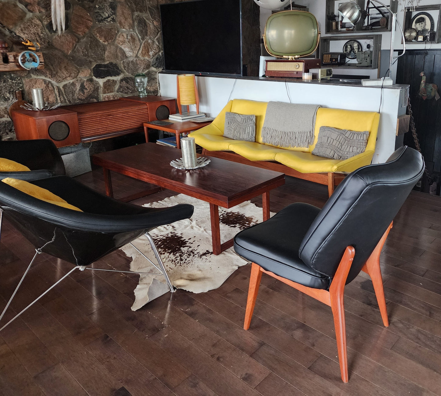 REFINISHED REUPHOLSTERED Danish Mid Century Modern Teak Framed Easy Chair