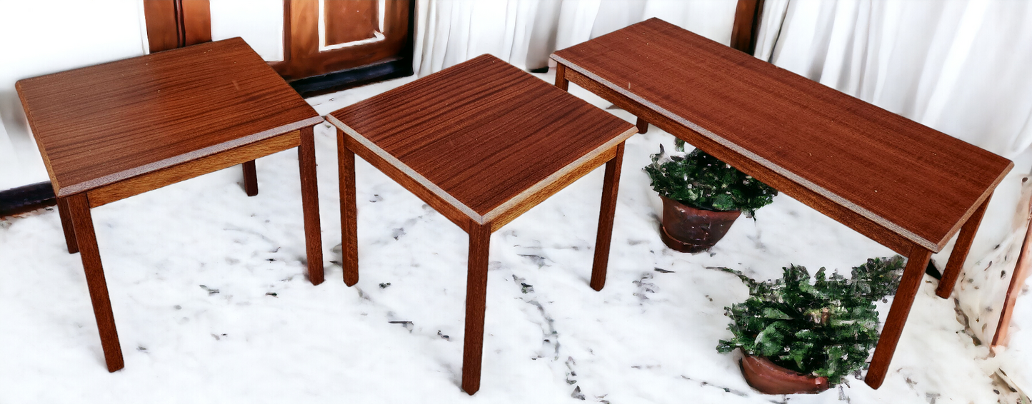 REFINISHED Set of Danish Mid Century Modern coffee table & 2 end tables