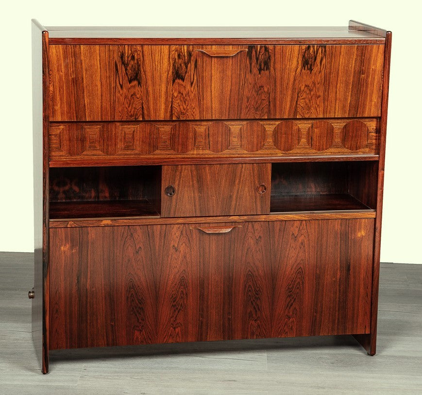 Danish Mid Century Modern Rosewood Bar by J.Andersen & 2 Chairs by E.Buch