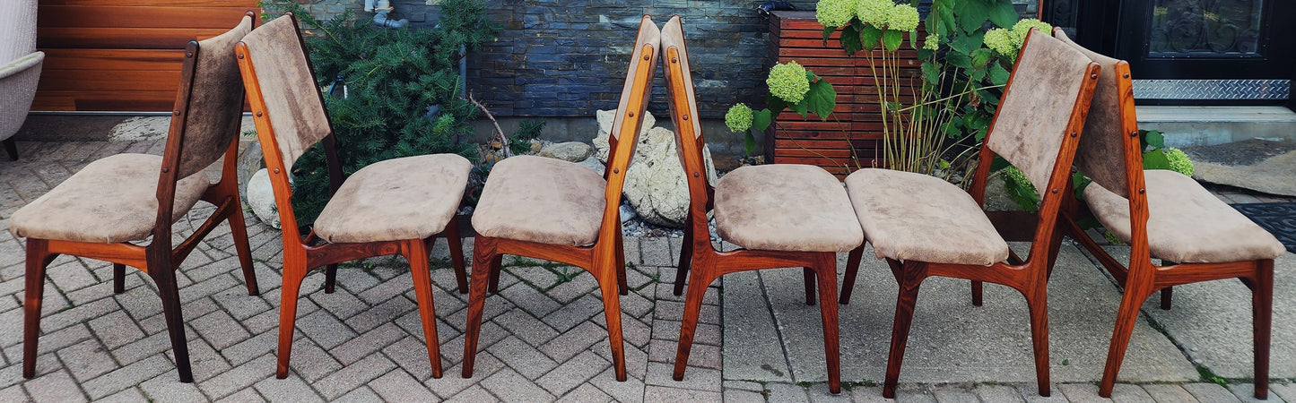 Choose Fabric! 6 RESTORED Danish Mid Century Modern Brazilian Rosewood Chairs