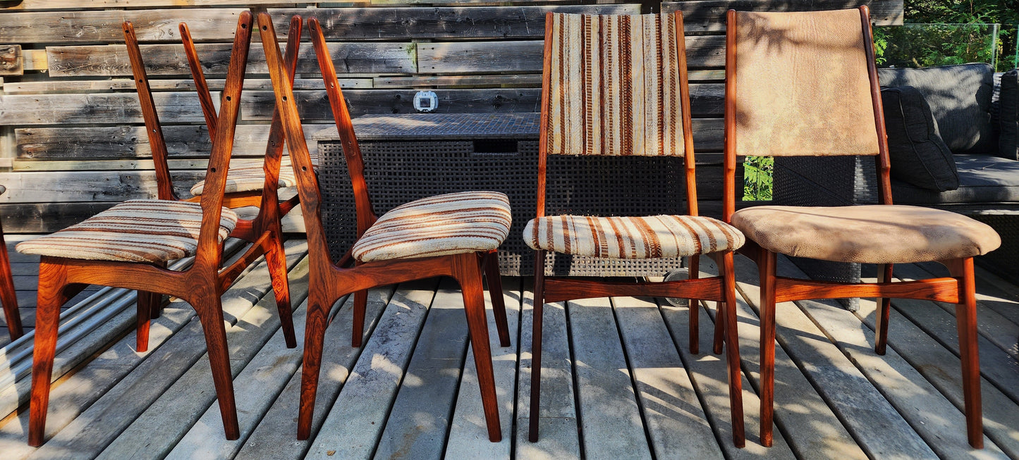 Choose Fabric! 6 RESTORED Danish Mid Century Modern Brazilian Rosewood Chairs