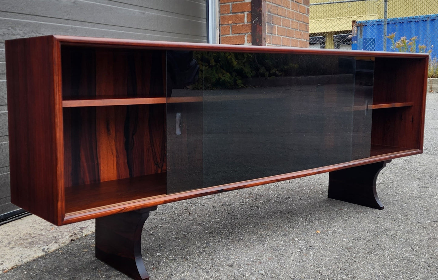 RESTORED Danish MCM Rosewood Bookcase Display TV Media Console 71"