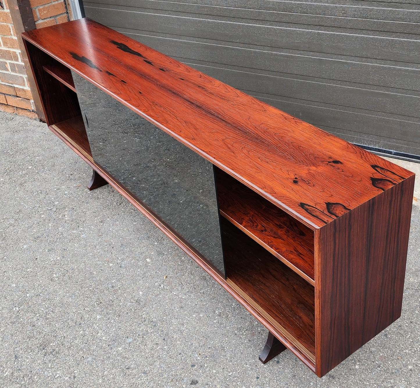 RESTORED Danish MCM Rosewood Bookcase Display TV Media Console 71"