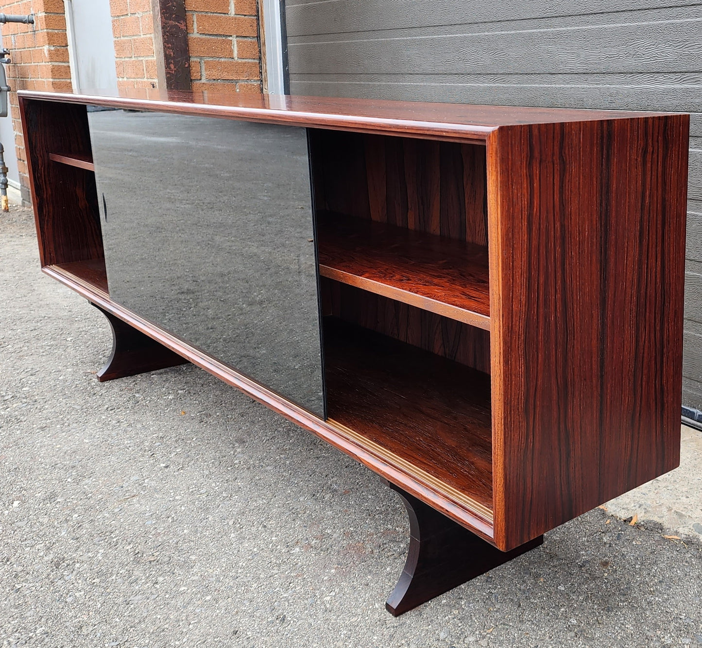 RESTORED Danish MCM Rosewood Bookcase Display TV Media Console 71"