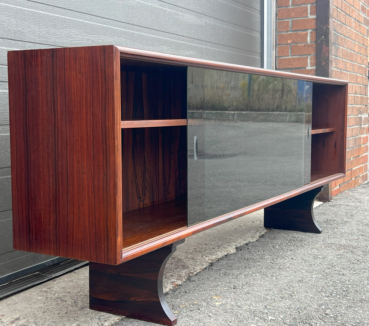 RESTORED Danish MCM Rosewood Bookcase Display TV Media Console 71"