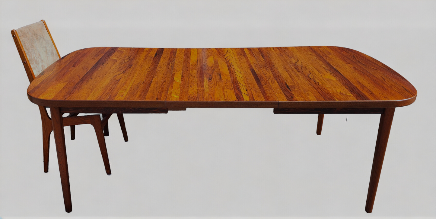 REFINISHED Danish Mid Century Modern Rosewood Table w 1 Leaf 61"- 82.5"