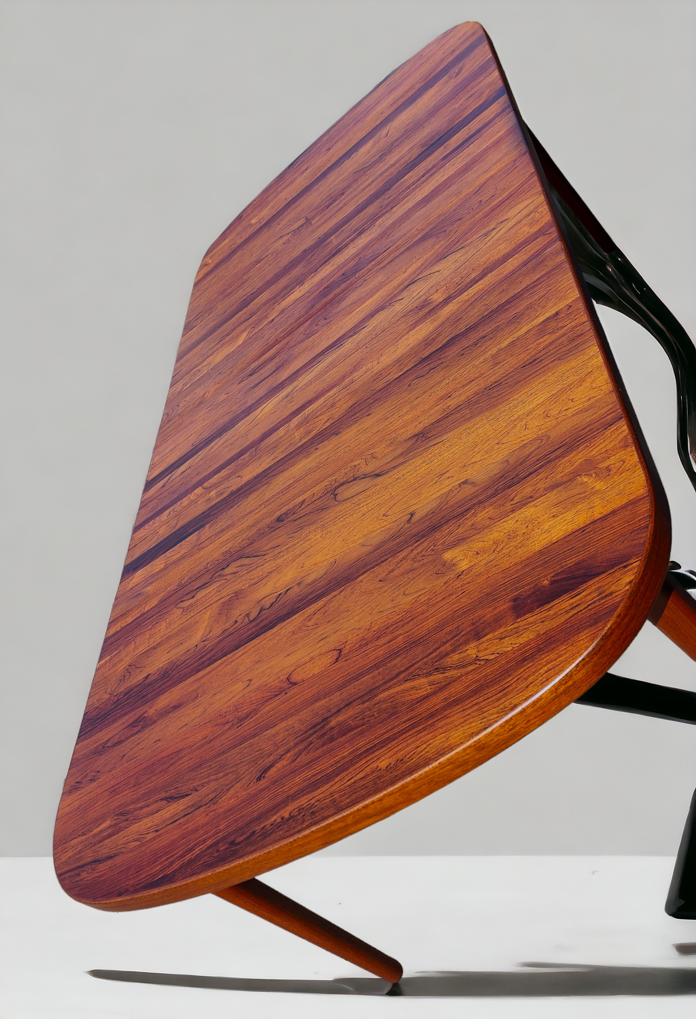 REFINISHED Danish Mid Century Modern Rosewood Table w 1 Leaf 61"- 82.5"