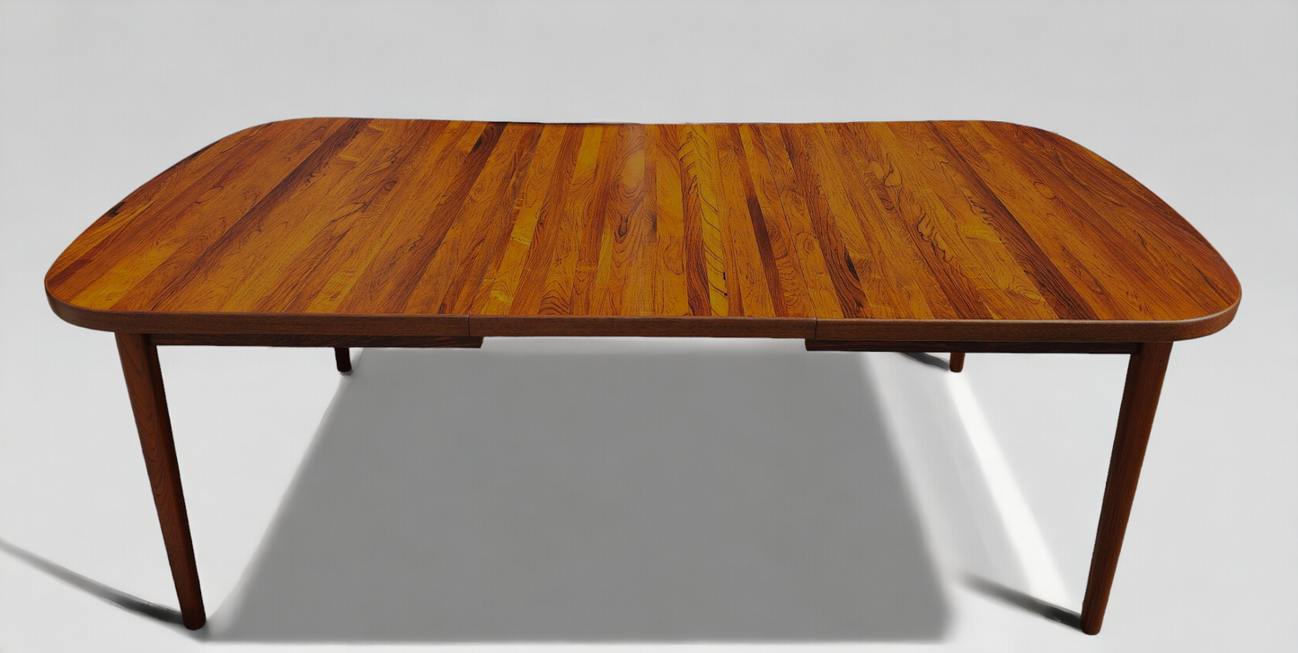 REFINISHED Danish Mid Century Modern Rosewood Table w 1 Leaf 61"- 82.5"