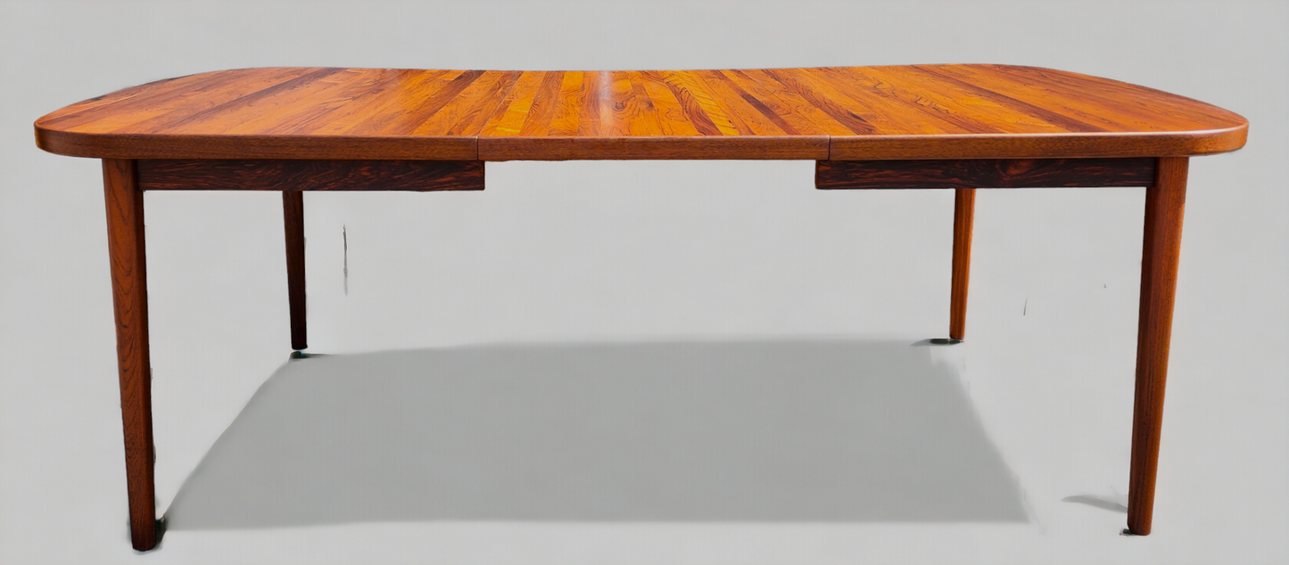 REFINISHED Danish Mid Century Modern Rosewood Table w 1 Leaf 61"- 82.5"
