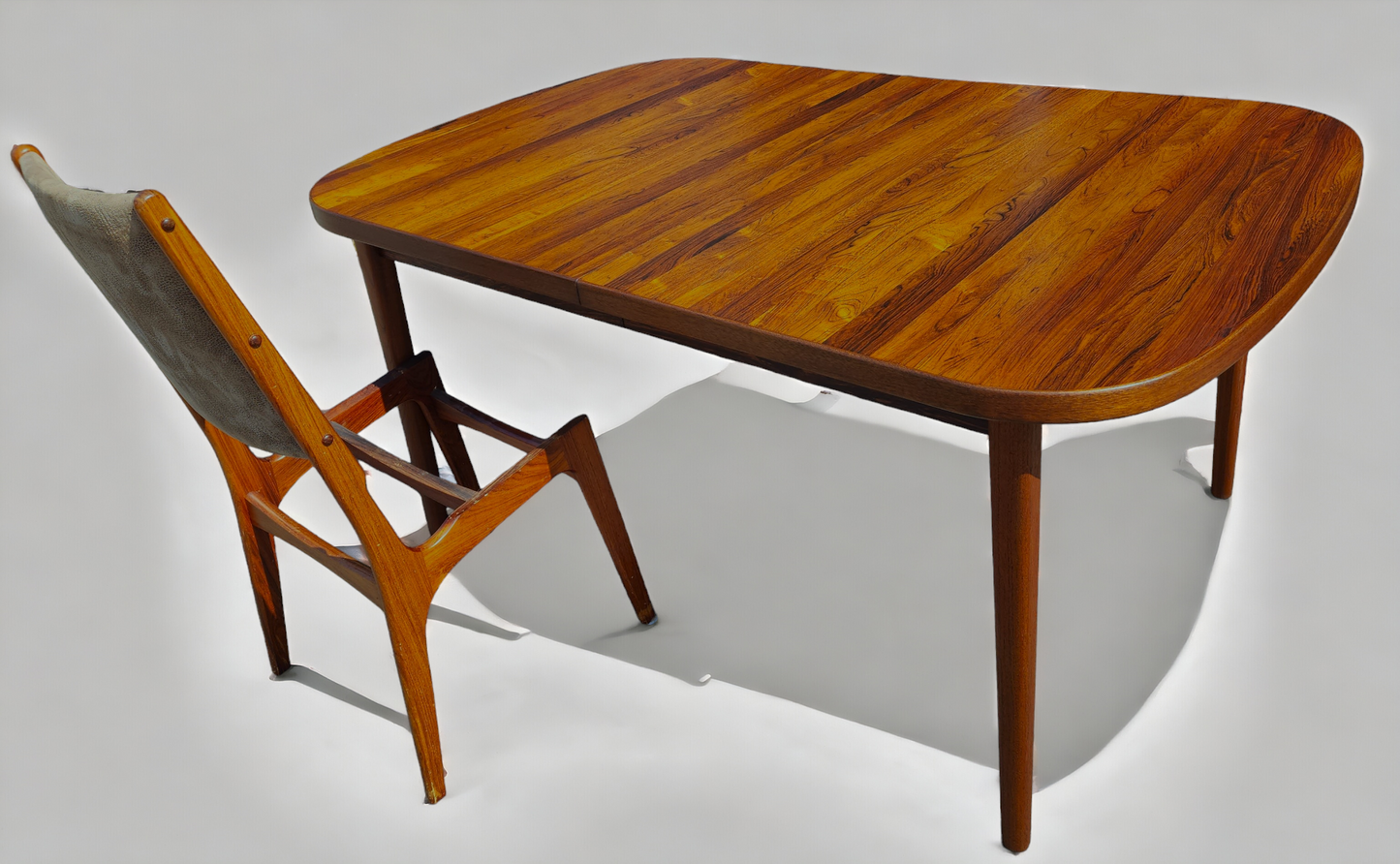 REFINISHED Danish Mid Century Modern Rosewood Table w 1 Leaf 61"- 82.5"