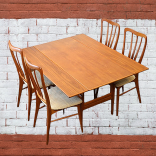 REFINISHED Danish Mid Century Modern Metamorphic Teak ‘Elevator’ Table by Kai Kristiansen, 3 Tables in 1