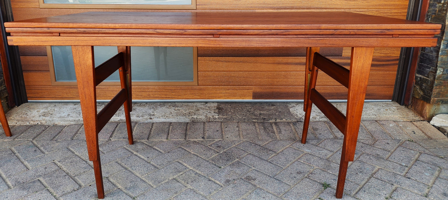 REFINISHED Danish Mid Century Modern Metamorphic Teak ‘Elevator’ Table by Kai Kristiansen, 3 Tables in 1