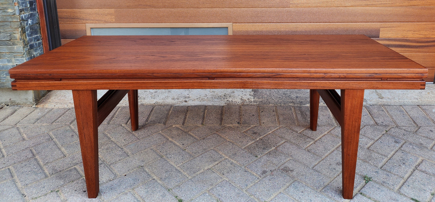 REFINISHED Danish Mid Century Modern Metamorphic Teak ‘Elevator’ Table by Kai Kristiansen, 3 Tables in 1