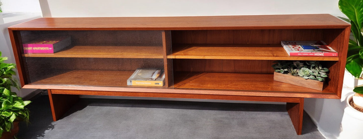 REFINISHED Danish MCM Teak TV Media Console by Clausen & Son w Finished Back 73"