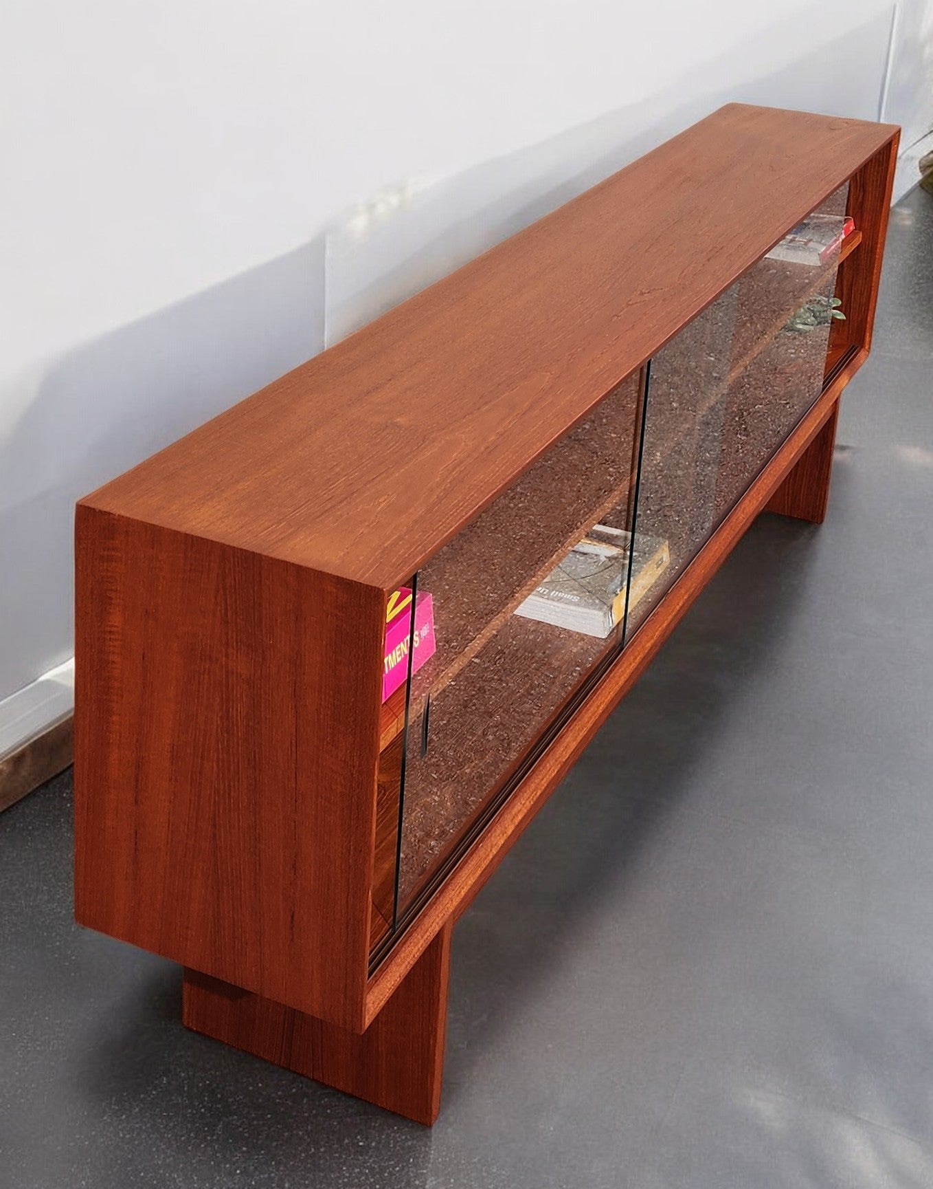 REFINISHED Danish MCM Teak TV Media Console by Clausen & Son w Finished Back 73"