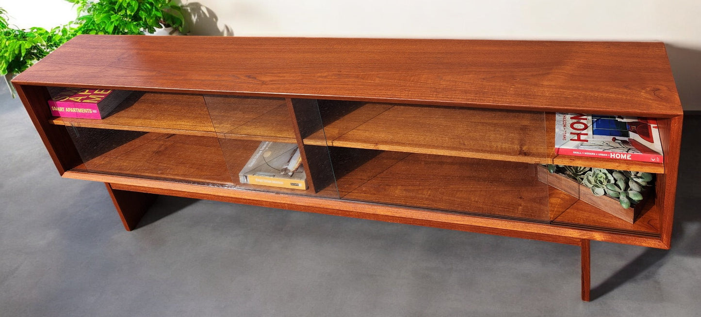REFINISHED Danish MCM Teak TV Media Console by Clausen & Son w Finished Back 73"
