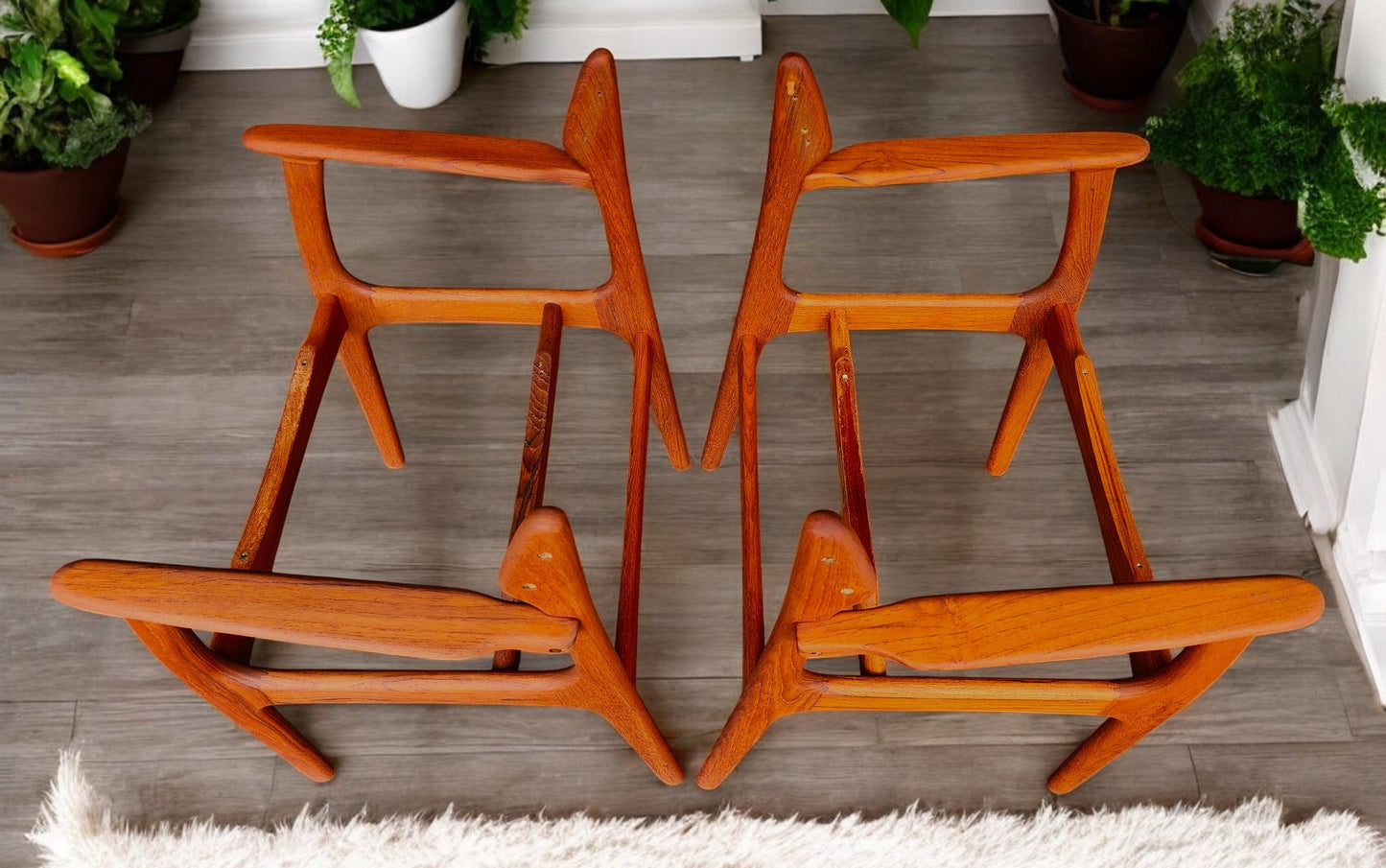 2 REFINISHED will be REUPHOLSTERED Danish MCM E. Buch Teak Armchairs #50