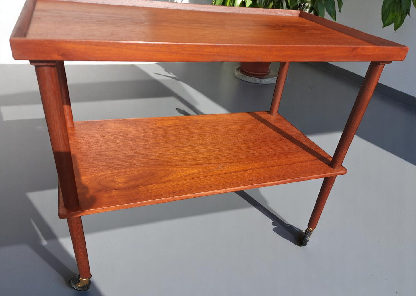 REFINISHED Danish Mid Century Modern Teak Bar Cart or Drinks Trolley