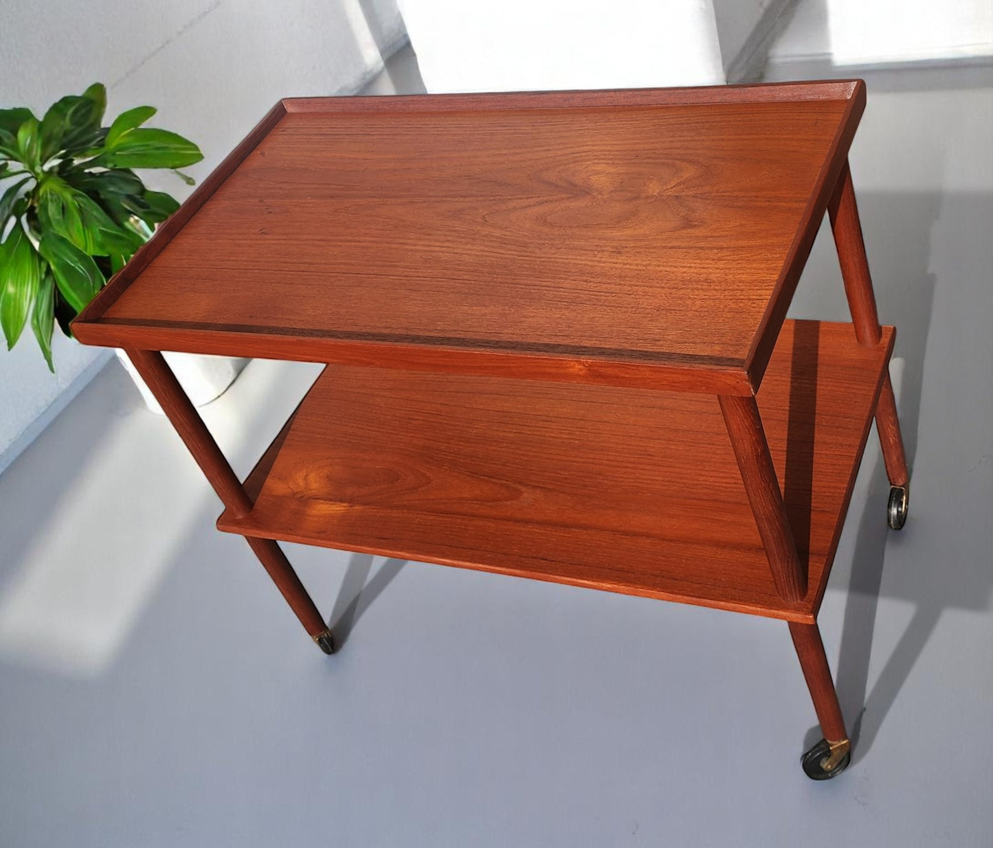 REFINISHED Danish Mid Century Modern Teak Bar Cart or Drinks Trolley