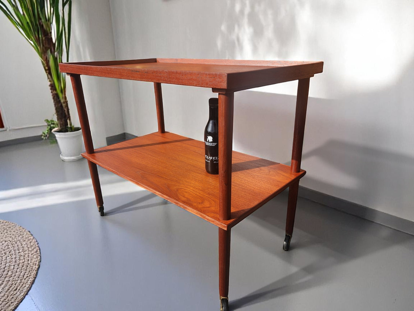 REFINISHED Danish Mid Century Modern Teak Bar Cart or Drinks Trolley