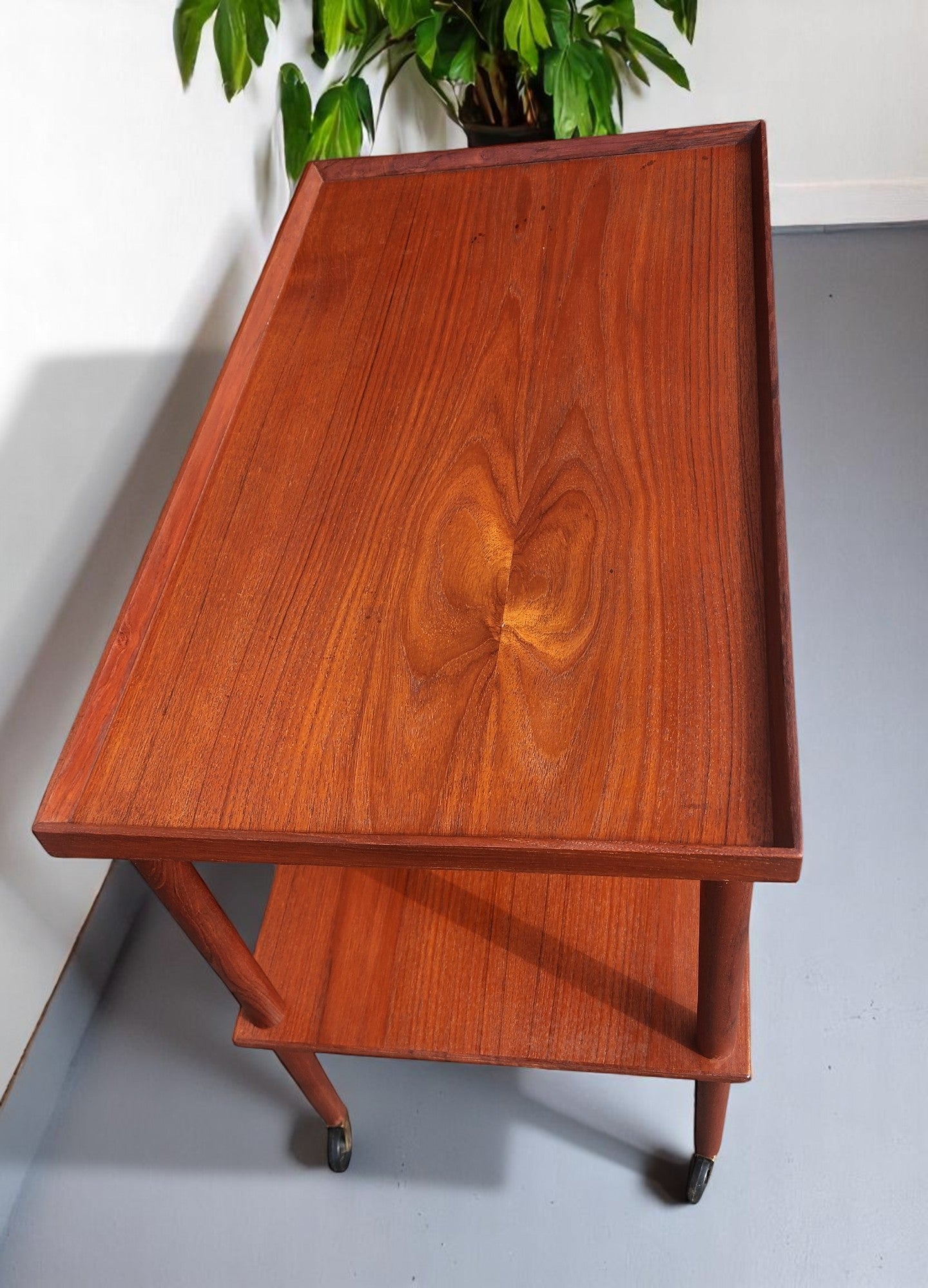 REFINISHED Danish Mid Century Modern Teak Bar Cart or Drinks Trolley