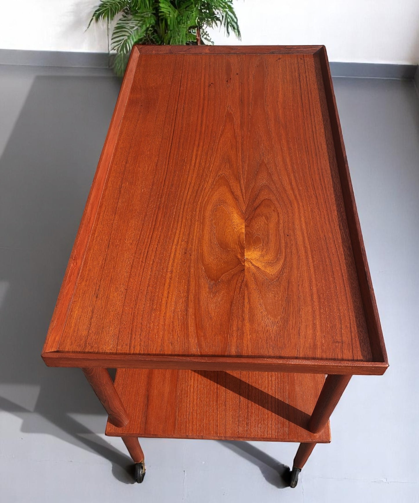 REFINISHED Danish Mid Century Modern Teak Bar Cart or Drinks Trolley